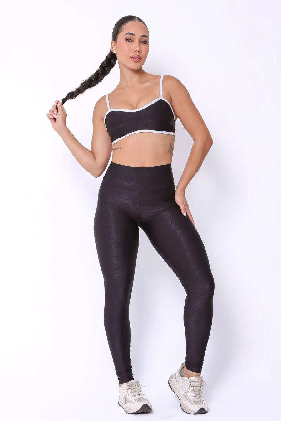 Conjunto Legging Canelado de compressão Elis Preto