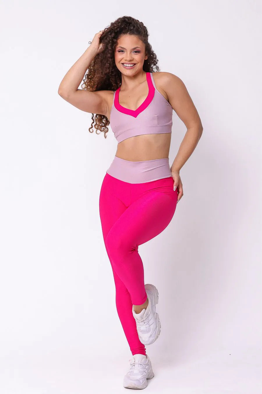 Conjunto Canelado de Compressão Bicolor Raysa